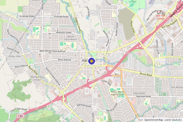 Map showing the location of Ciani Roots Medical Hair Restoration/Skin Rejuvination in Vacaville, CA