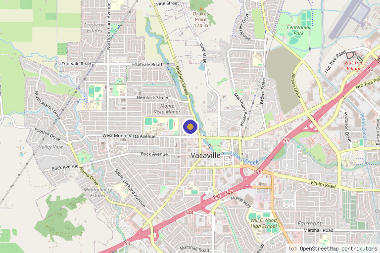 Map showing the location of Maven Haus Aesthetics in Vacaville, CA