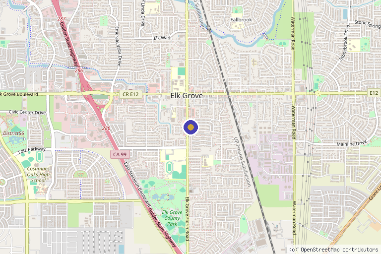 Map showing the location of Humble Hydration & Wellness in Elk Grove, CA