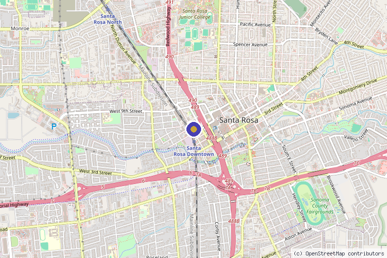 Map showing the location of Ice Aesthetics and Wellness in Santa Rosa, CA
