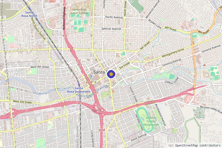 Map showing the location of Santa Rosa Medical Massage in Santa Rosa, CA