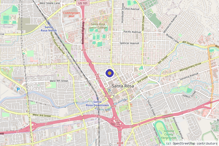Map showing the location of Ageless Image Med Spa in Santa Rosa, CA