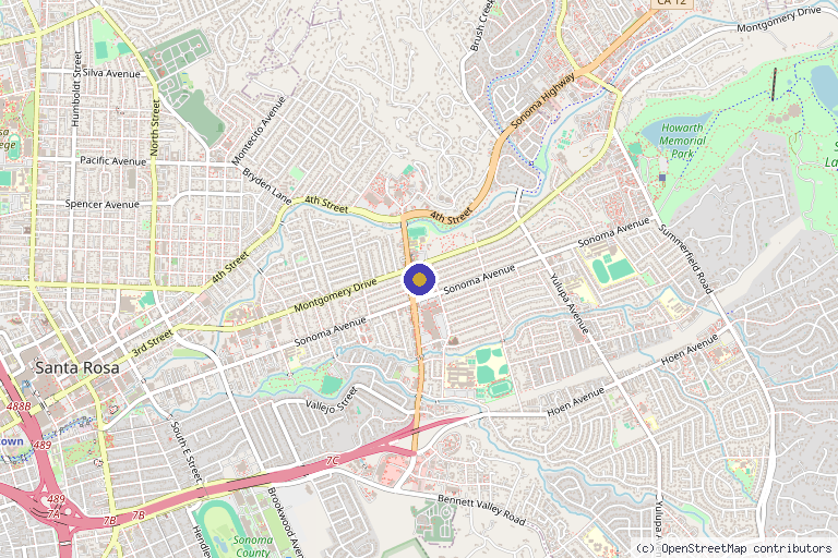 Map showing the location of REAL Aesthetics + Wellness in Santa Rosa, CA