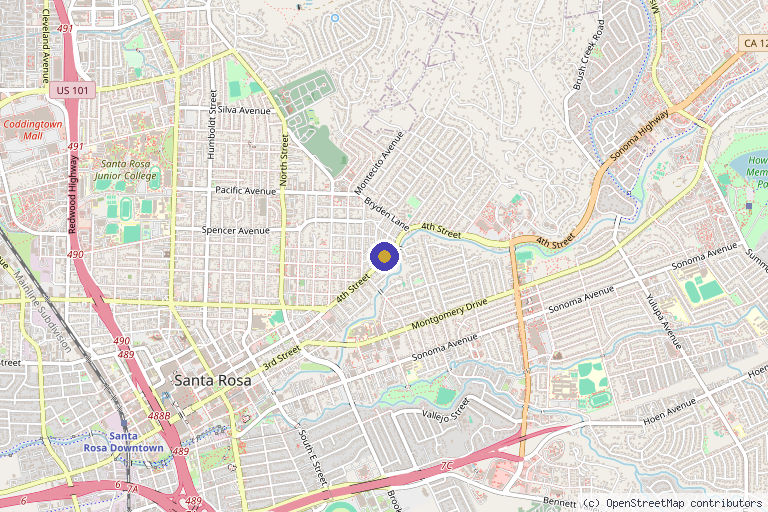 Map showing the location of Santa Rosa Orthopaedics in Santa Rosa, CA