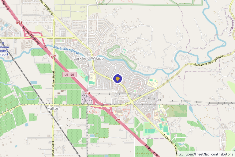 Map showing the location of Aesthetics Office Inc in Santa Rosa, CA