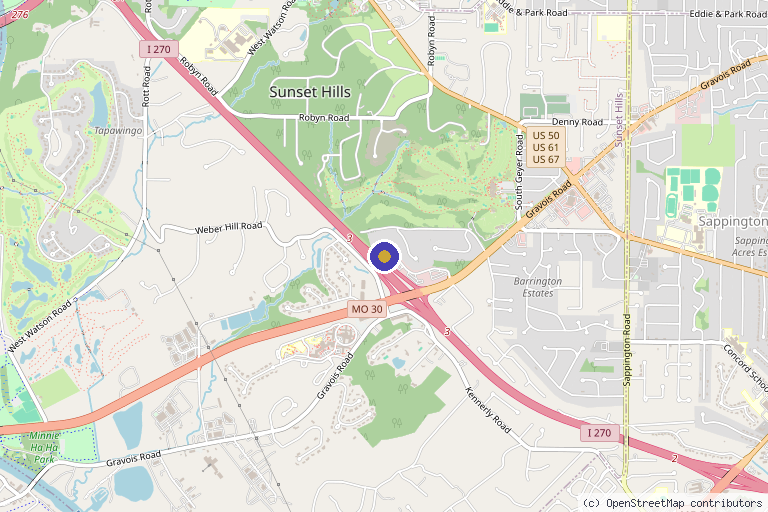 Map showing the location of Midwest Institute for Hearts and Minds, LLC in St. Louis, MO