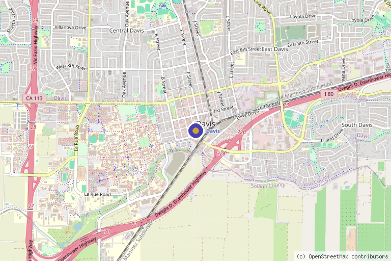 Map showing the location of Davis Dermatology: Dr. Earlyn Noll in Davis, CA