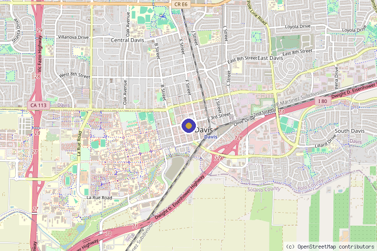 Map showing the location of Skin Renewal Center in Davis, CA