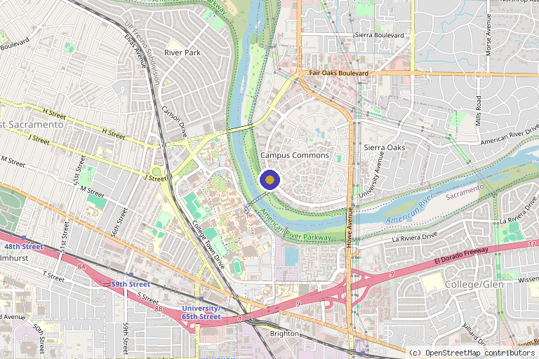 Map showing the location of Organic Skin Studio in Sacramento, CA