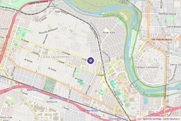 Map showing the location of Pretty Please Aesthetics in Sacramento, CA