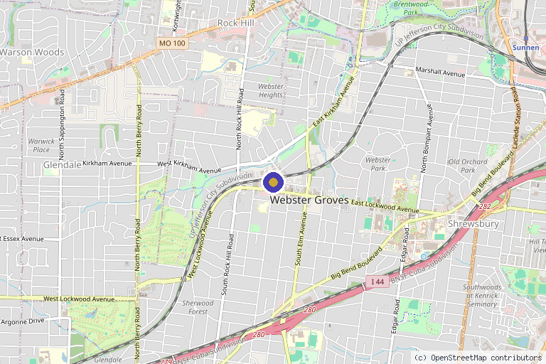 Map showing the location of The Method Aesthetics + Wellness in St. Louis, MO