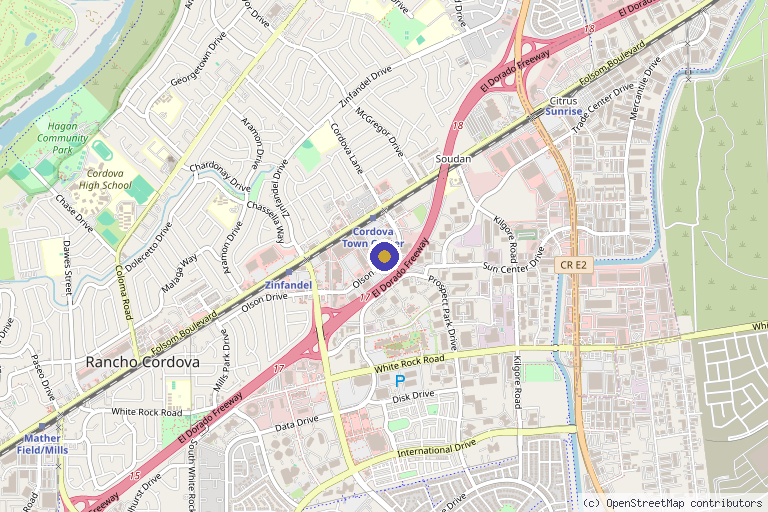 Map showing the location of Stat Health Medical in Rancho Cordova, CA