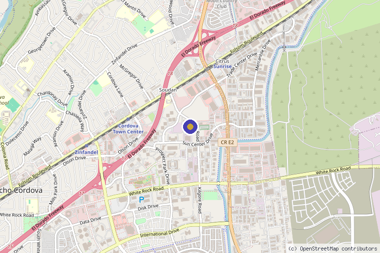 Map showing the location of HealthBanks in Rancho Cordova, CA