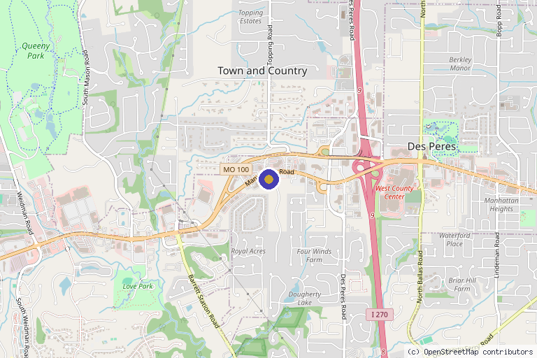 Map showing the location of St. Louis Skin Solutions in St. Louis, MO