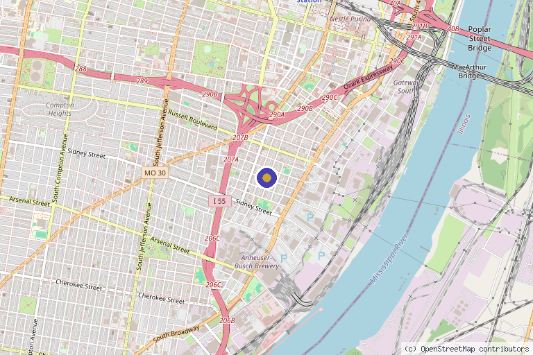 Map showing the location of Show Me Care Infusion Therapy in St. Louis, MO
