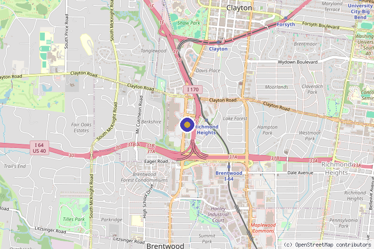 Map showing the location of PRICK'D Medspa in St. Louis, MO