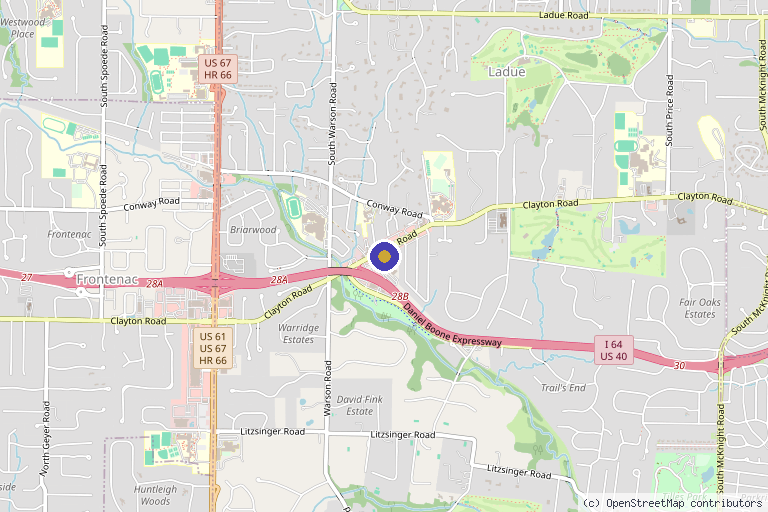 Map showing the location of Face Forward Regenerative Aesthetics in St. Louis, MO
