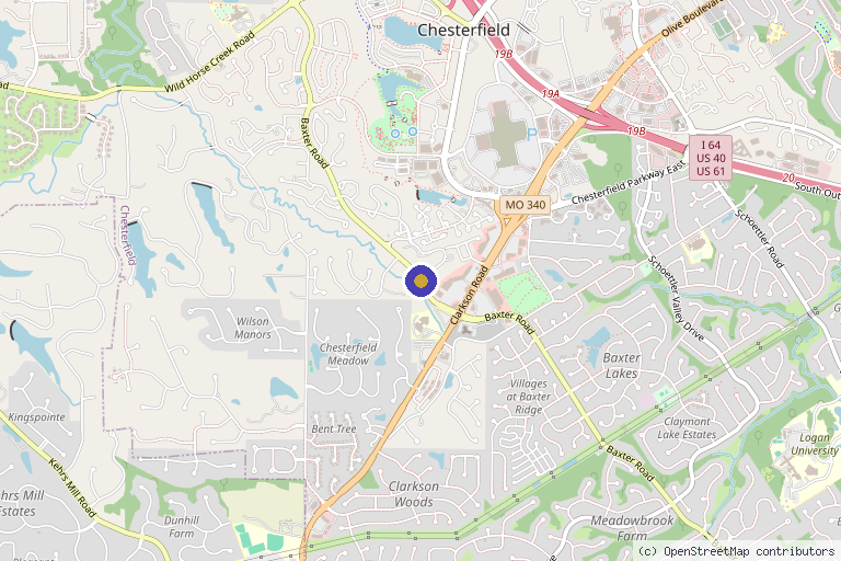 Map showing the location of The Ozzie Smith Center for Regenerative Medicine in Springfield, MO