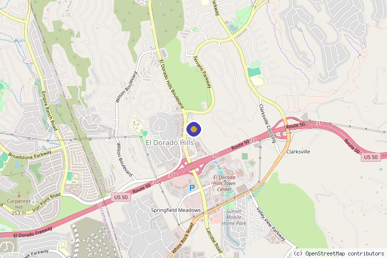 Map showing the location of Inspired Aesthetic Medicine in El Dorado Hills, CA