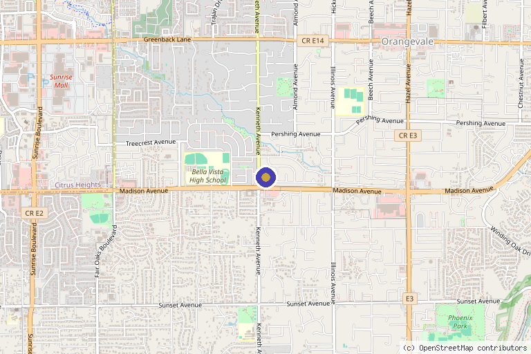 Map showing the location of Perceptions Aesthetic Spa in Fair Oaks, CA