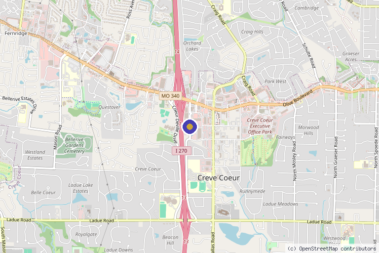 Map showing the location of Dr. Nathan A. Mall, MD in St. Louis, MO