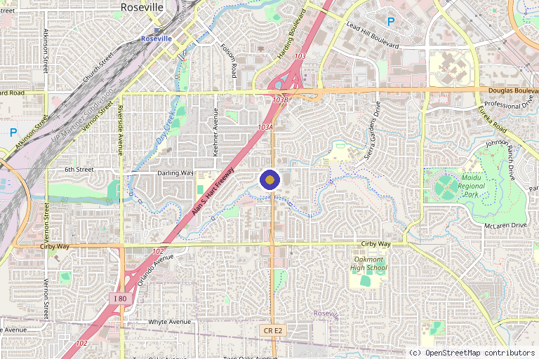 Map showing the location of Marie Shelley Laser and MedSpa in Roseville, CA