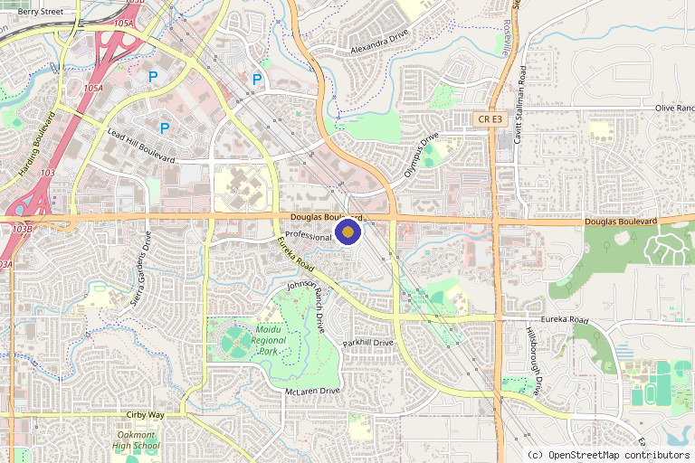 Map showing the location of The Head Pain Center in Roseville, CA