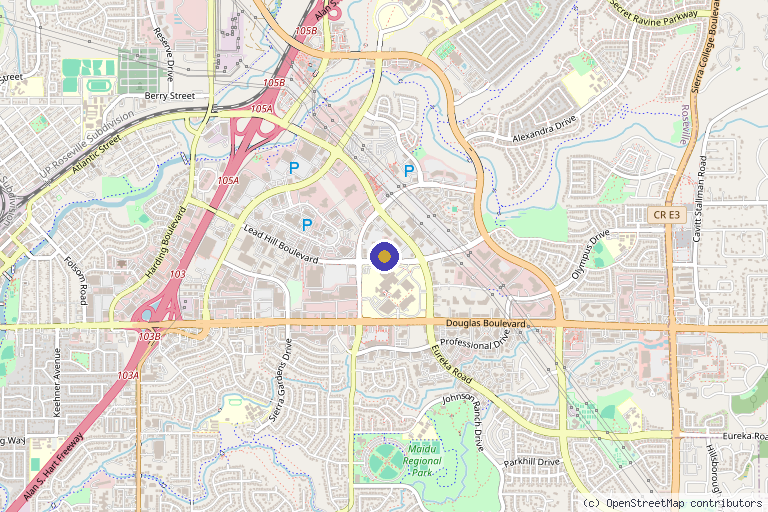 Map showing the location of Spine & Nerve Diagnostic Center in Roseville, CA