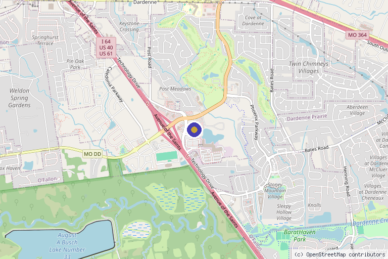 Map showing the location of Ultra Wellness Medical in O'Fallon, MO