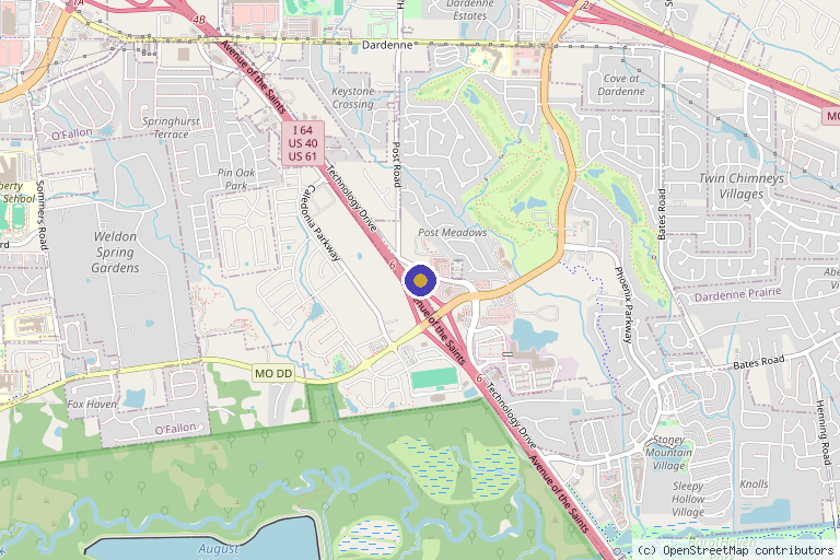 Map showing the location of Estetica MedSpa in O'Fallon, MO