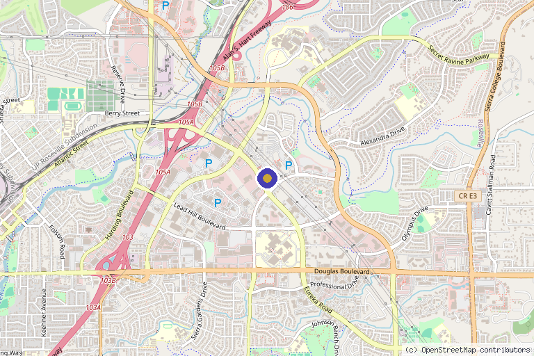 Map showing the location of Lior Luxe Studio Med Spa in Roseville, CA