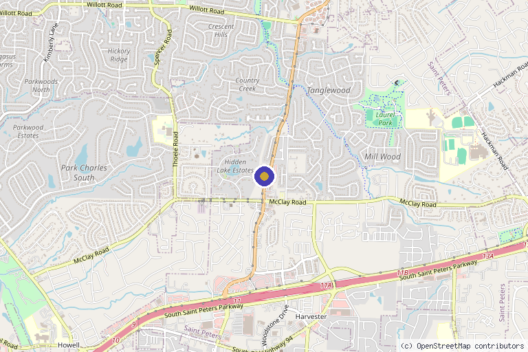 Map showing the location of The Whole You Wellness Center in St Peters, MO
