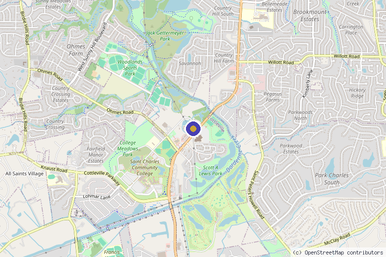 Map showing the location of Kare Chiropractic in St Peters, MO