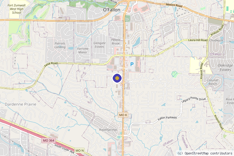 Map showing the location of Drip City MedSpa in O'Fallon, MO