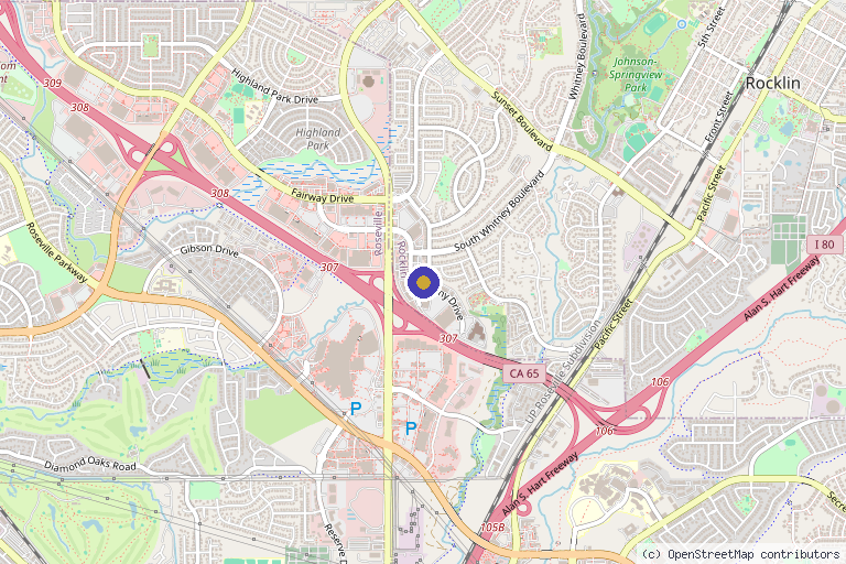 Map showing the location of L.I.V.E. Wellness in Rocklin, CA