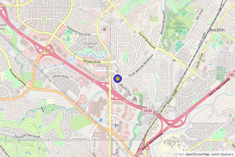 Map showing the location of La Bella Vita Medi Spa in Rocklin, CA