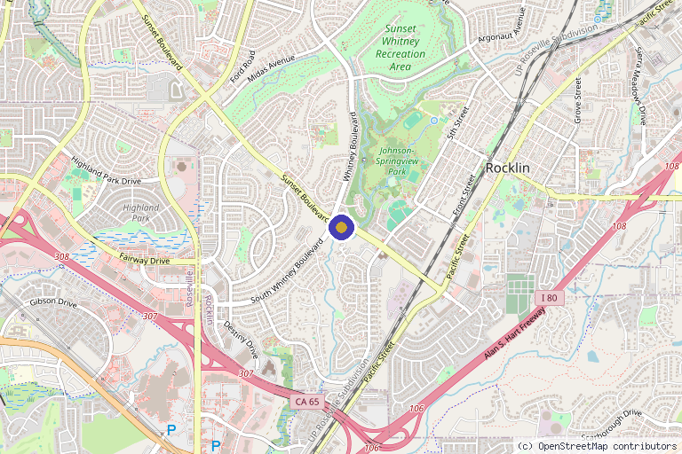 Map showing the location of Rocklin Family Practice & Sports Medicine in Rocklin, CA