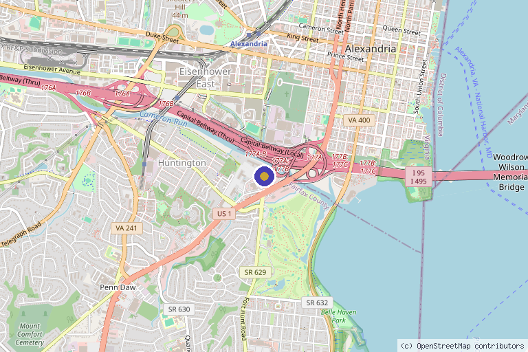 Map showing the location of Fusion Rehab and Wellness - Alexandria in Alexandria, VA