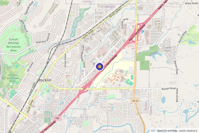 Map showing the location of Wellness Method Aesthetics & Longevity in Rocklin, CA