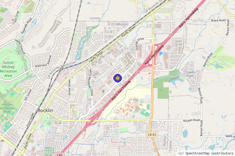 Map showing the location of NorCal CryoSlim in Rocklin, CA