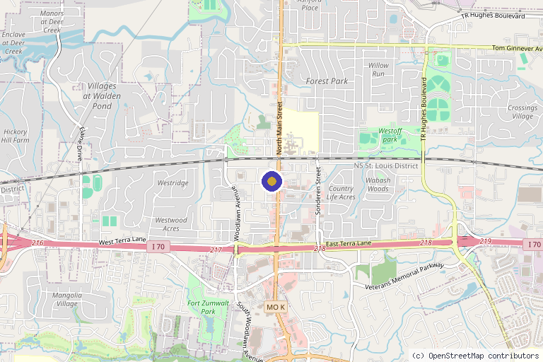 Map showing the location of AdoreU in O'Fallon, MO