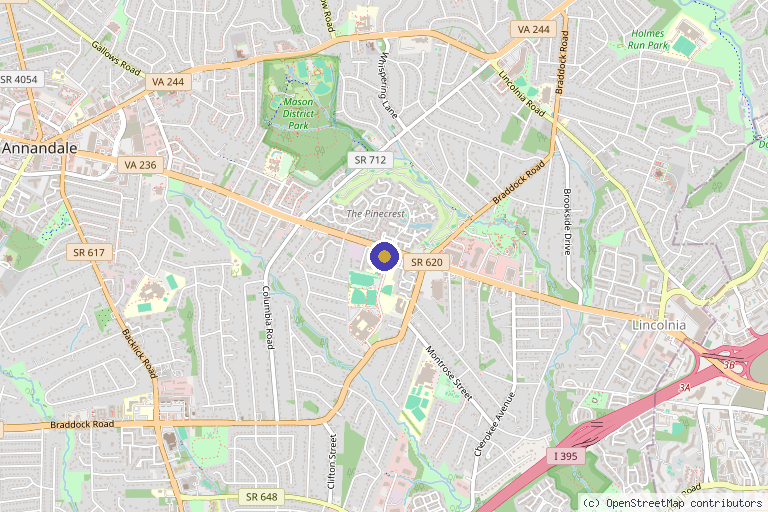Map showing the location of Addis Health and Wellness Center in Alexandria, VA