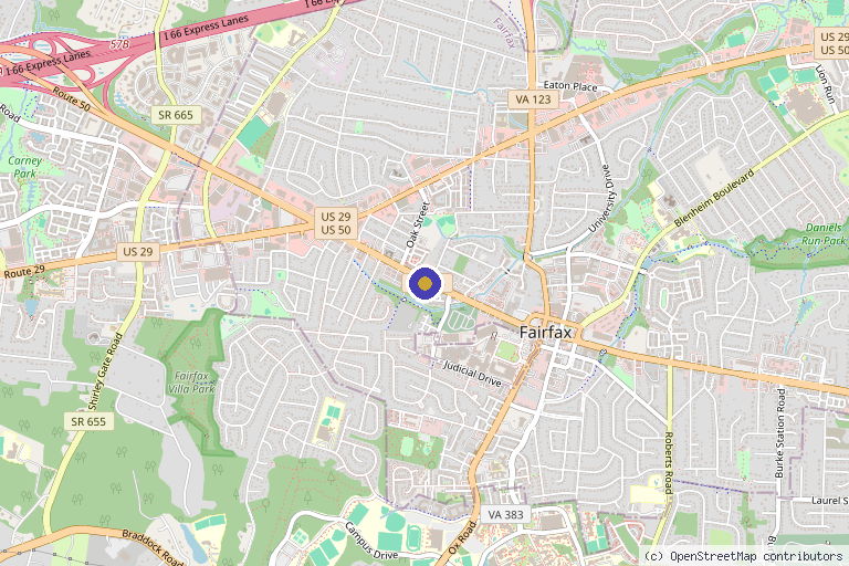 Map showing the location of Stem Cell Centers of Fairfax in Fairfax, VA