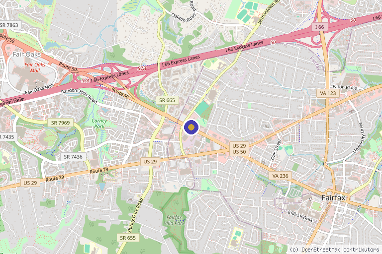 Map showing the location of Ryan G. Miyamoto, MD in Fairfax, VA