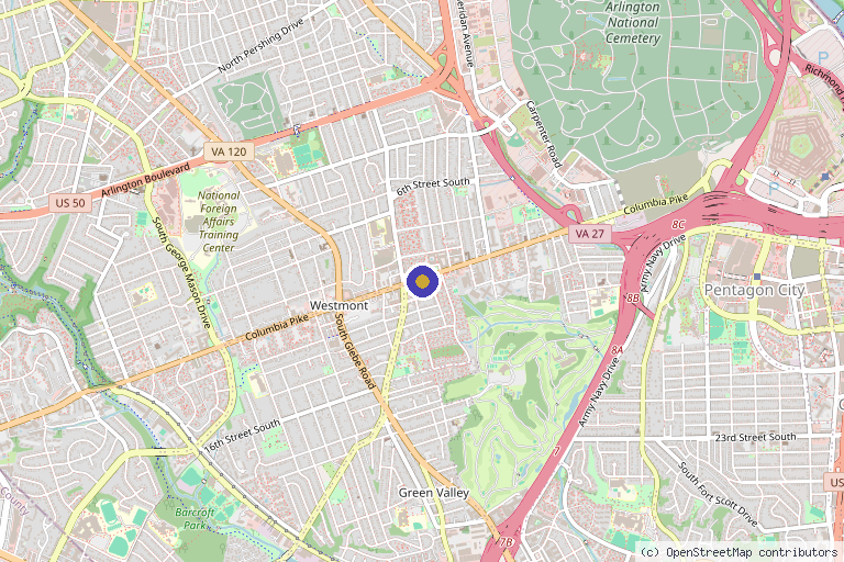 Map showing the location of Skën Med Spa in Arlington, VA