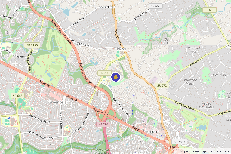 Map showing the location of NOVA Concierge Medicine & Aesthetics in Fairfax, VA