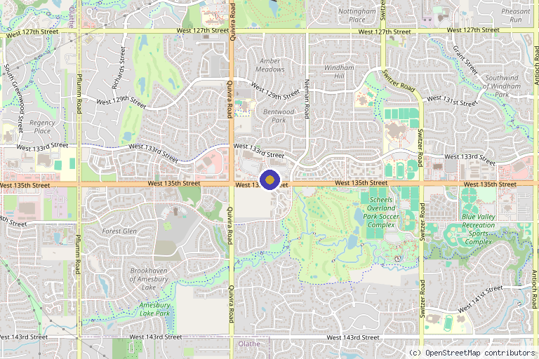 Map showing the location of Refresh Medical Spa in Overland Park, KS