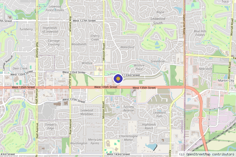 Map showing the location of Optimal Health & Wellness in Leawood, KS
