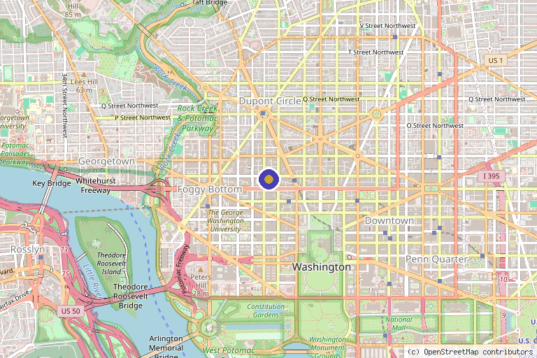 Map showing the location of DC Derm Docs in Washington, DC