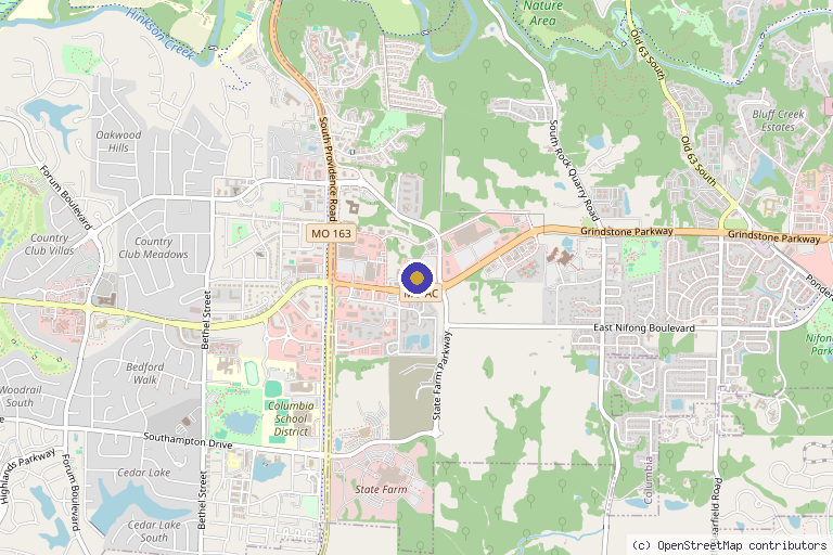 Map showing the location of Element Wellness + Cryotherapy in Columbia, MO